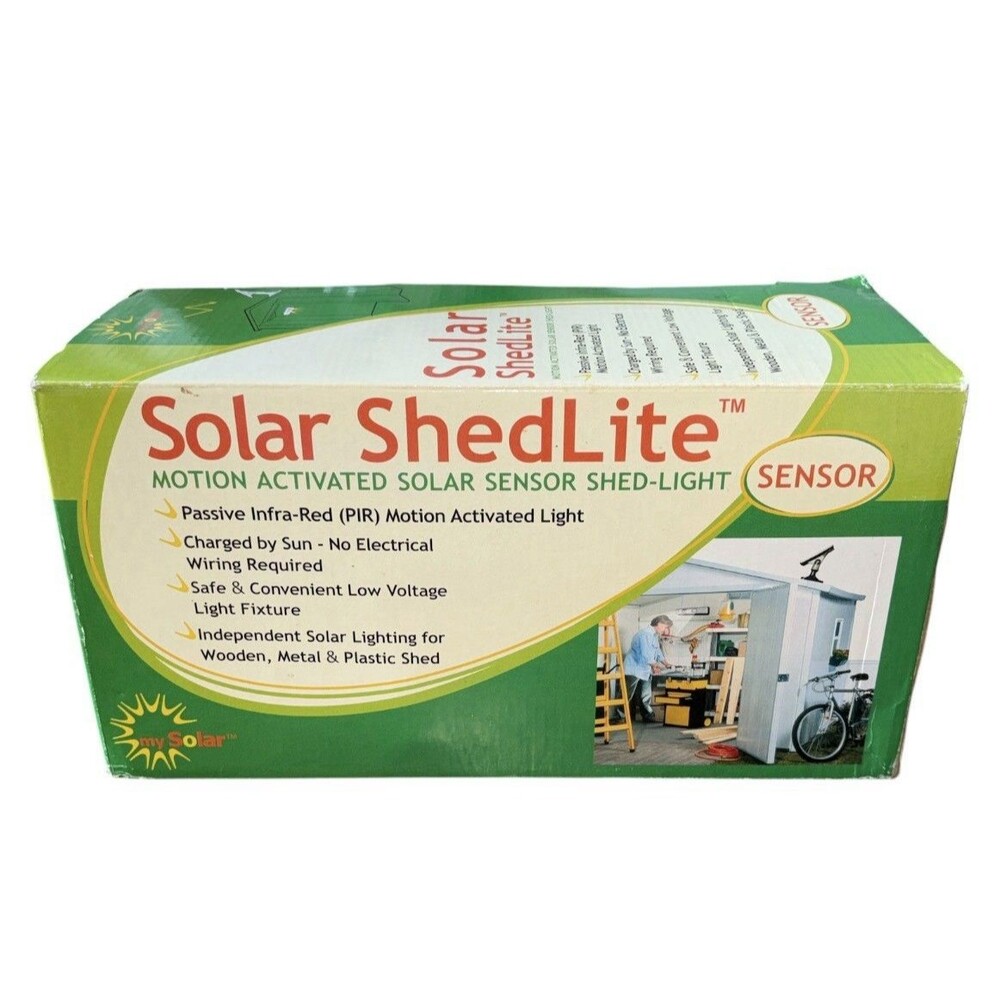 Solar Powered Shed Light Shedlite Motion Activated Solar Sensor (PIR) New In Box